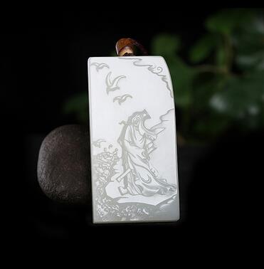 观沧海和田玉籽料人物牌