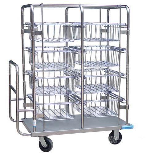 供应不锈钢双列篮筐运输车